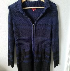 Merona Zipper Front Color Block Black and Blue Cardigan